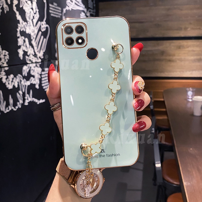 Casing Silikon Realme C21Y C25Y C35 C31 8i 8 Pro C15 C12 C25 Narzo 30A C25S 5i 6i 9i C3 XT GT Neo2 Motif Daun Clover