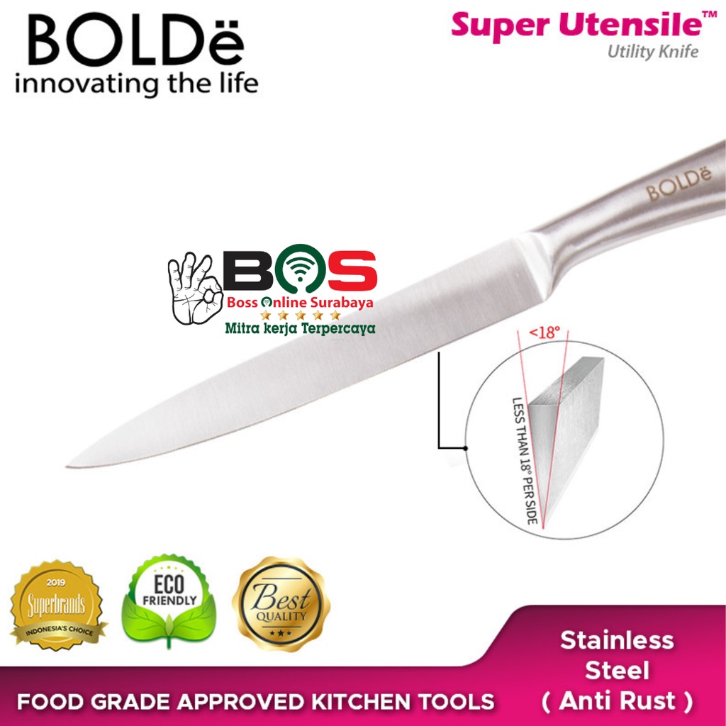 Pisau BOLDe Titanium Utility Pisau Dapur Buah Stainless Steel BOLDe