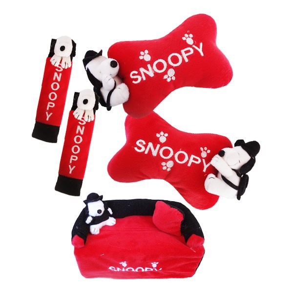 Bantal Mobil 3 in 1 Boneka Exclusive Snoopy Merah