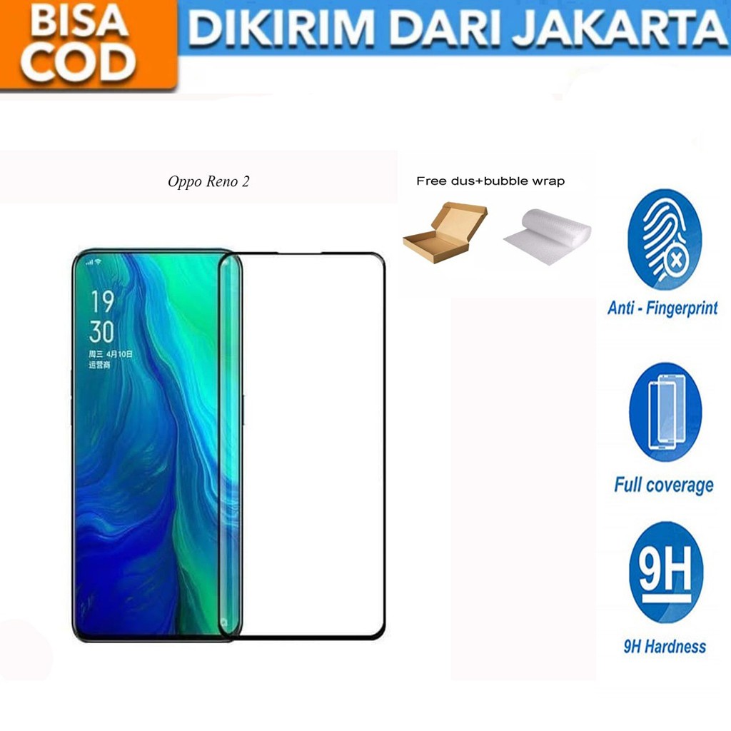 Oppo Reno 2 Full Cover/Full Screen Tempered Glass Screen Protector Anti Gores