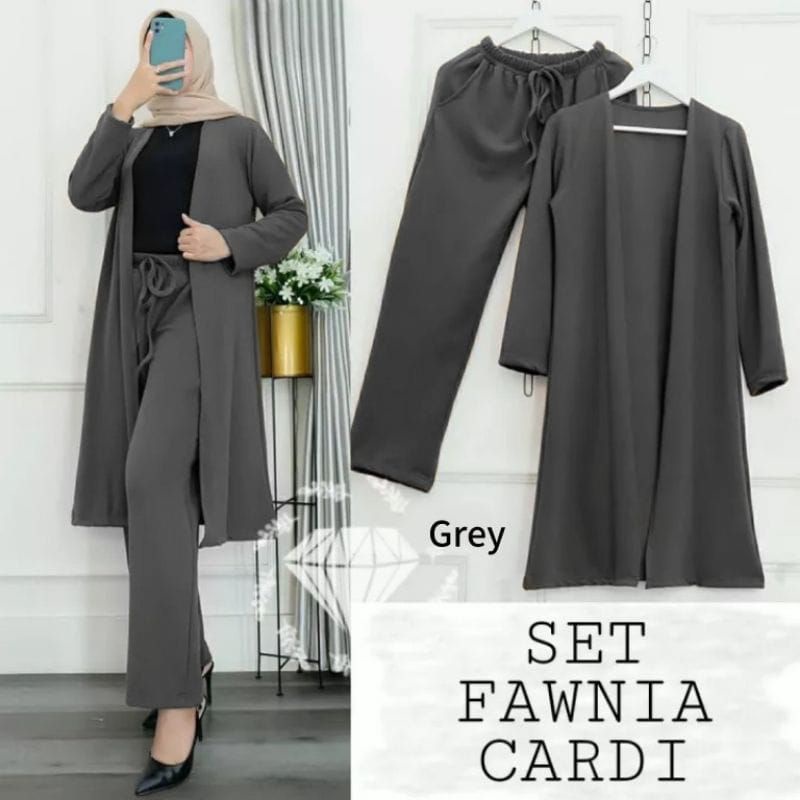 SET FAWNIA CARDI TERBARU, SETELAN CARDIGAN KEKINIAN, SETELAN WANITA TERMURAH