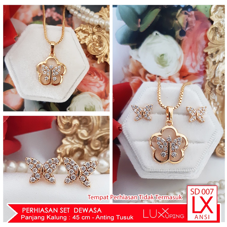 SD 007 Perhiasan Xuping Set Kalung Liontin dan Anting Tusuk Tanpa Display Perhiasan Luxx Xuping