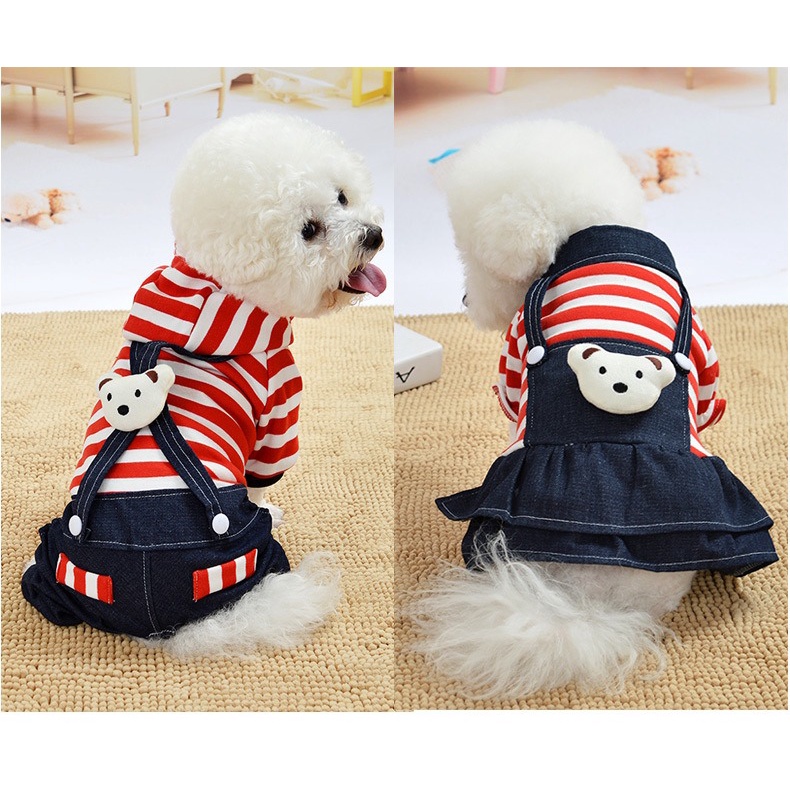 Pet Clothes Couple Motif Garis Keren Untuk Kucing Dan Anjing