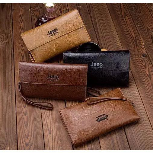 R135 Dompet Pria Original Kulit PU Tas Tangan Classic Jeep Import - Black
