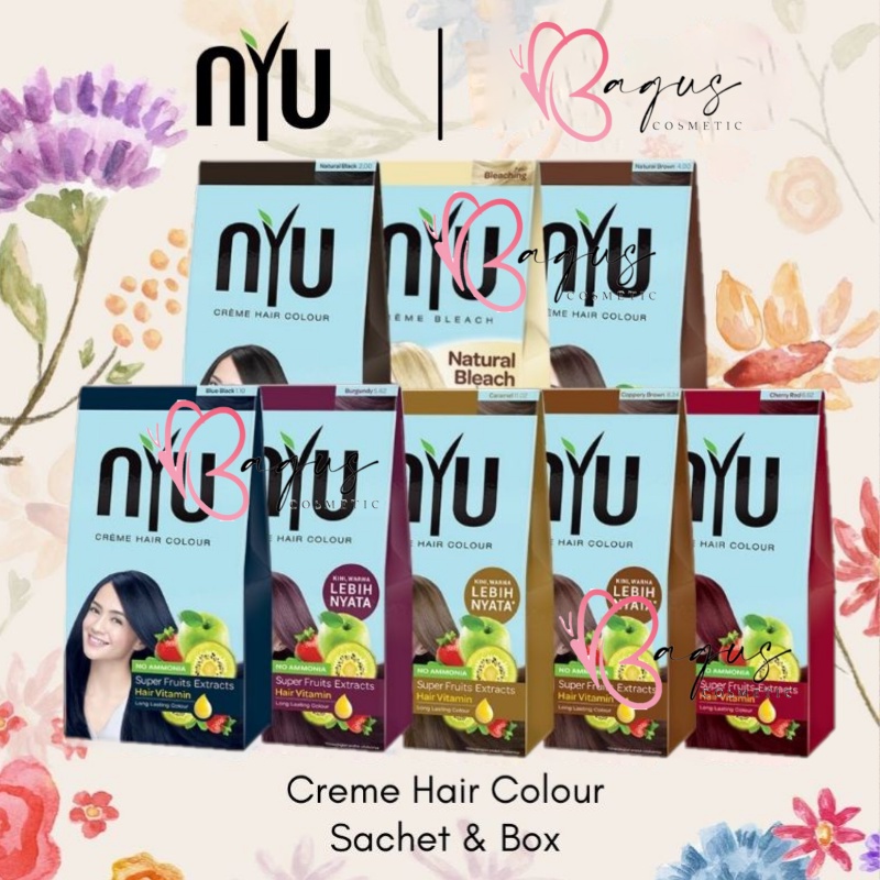 ⭐BAGUS⭐ NYU HAIR COLOR | Semir Rambut Bleaching Sachet Box Henna Shampoo Set Semir Sisir Mangkok