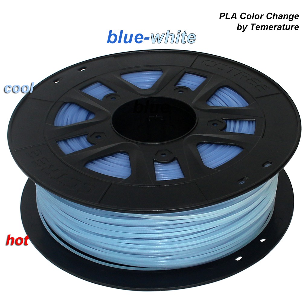 CCTREE 3D Printer Filamen Filament PLA Color change BLUE to WHITE 1.75mm 1kg