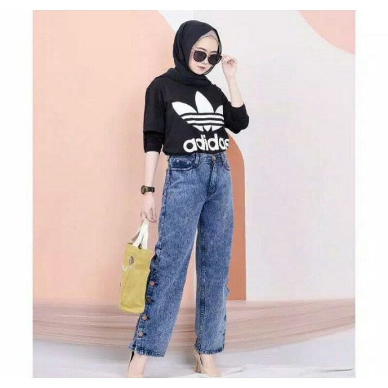 kulot jeans kancing samping