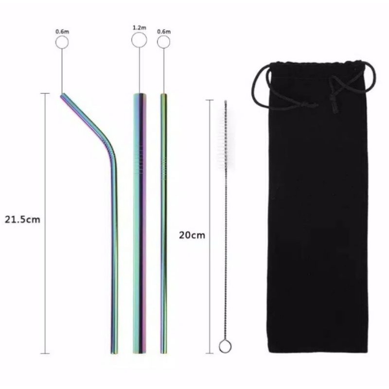 Pouch Set Sedotan Stainless Stell Straw Paket Sedotan Stainless Straw Box Sedotan