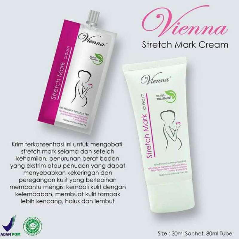 Vienna Stretch Mark Cream 80ml Tube Ori BPOM Penghilang Stretch Mark Cream Penghilang Bekas Luka