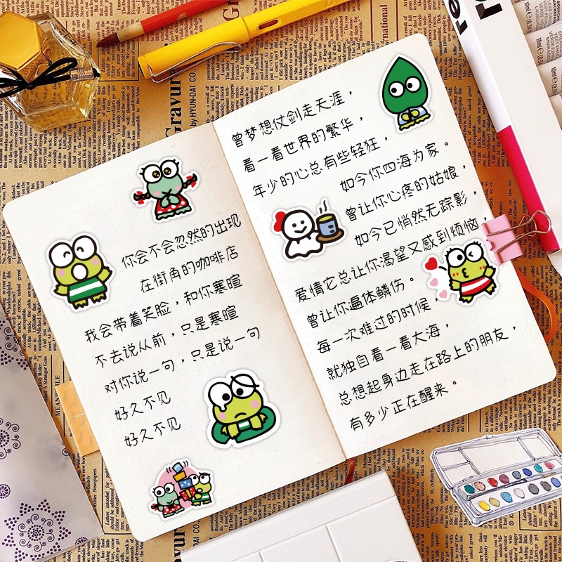 Lucu Keroppi stiker anak kartun jurnal bahan dekorasi ponsel case Air Piala bagasi tangan Buku stike