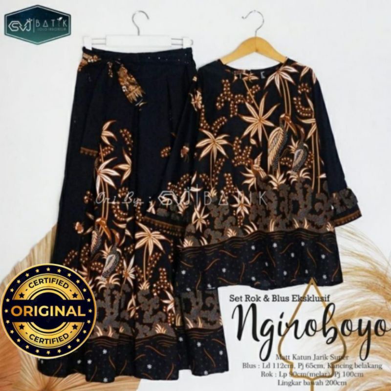 SET ROK BLOUS BATIK HALUS NGIROBOYO HITAMMANIS / RNB BATIK HALUS NGIROBOYO EXCLUSIVE