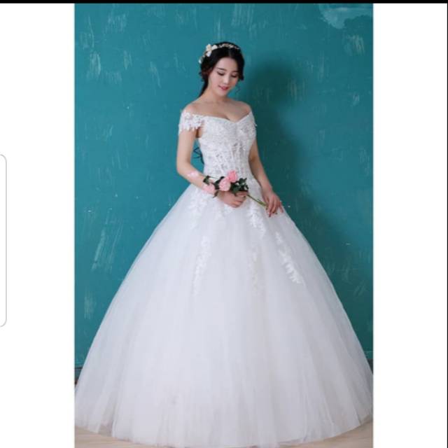 Gaun pengantin putih /gaun pengantin sabrina /gaun wedding promo