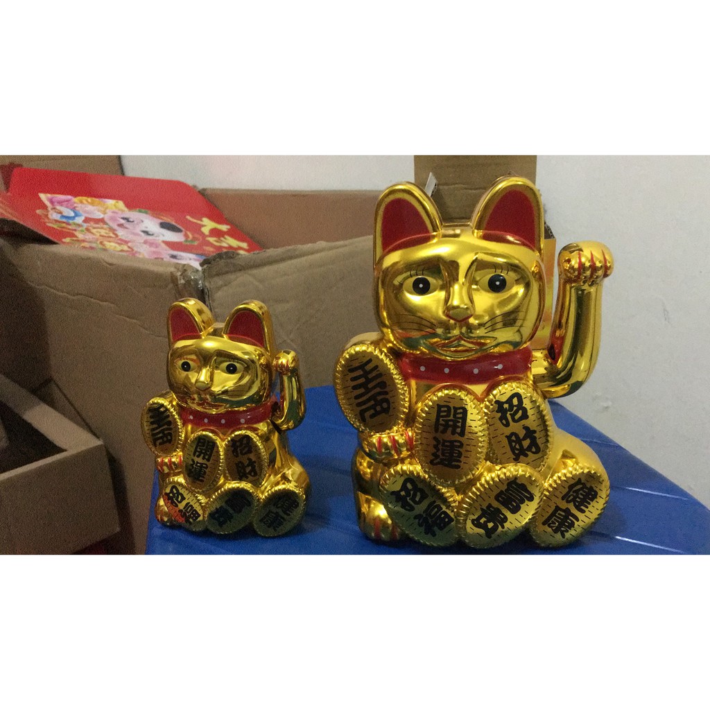 lucky cat /kucing rejeki/kucing hoki/kucing maneko neki baterai 16.5cm