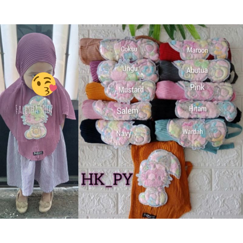 Bergo plisket anak led,jilbab anak plisket