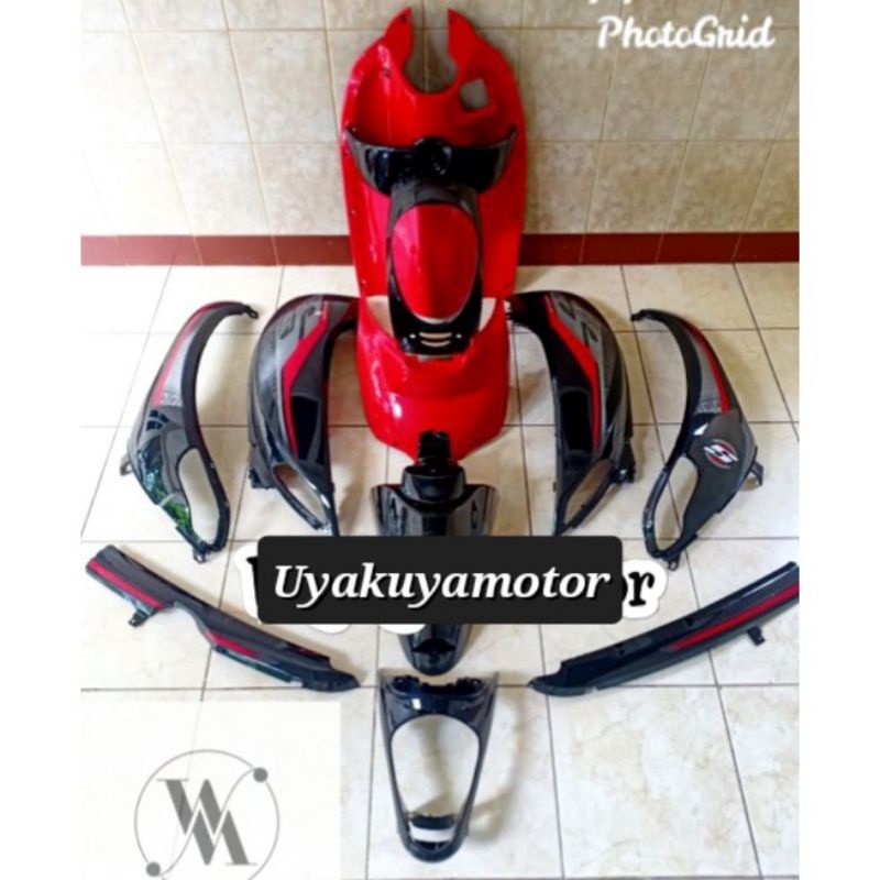 cover full fullset body bodi halus scoopy fi 2013-2016 merah hitam ori abs