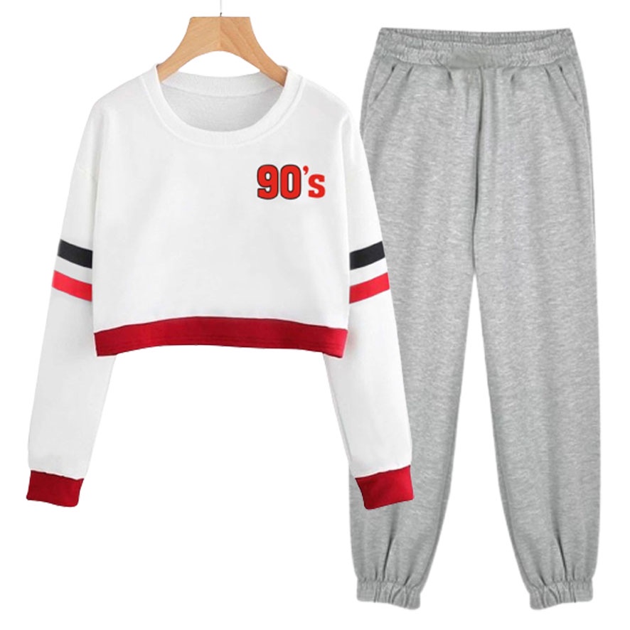 BESS - Setelan Set Wanita Murah / Setelan Set Sweater Crop + Jogger  - JESSIE 90S