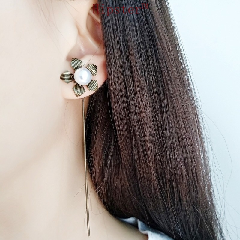 Best Selling Fashion Long Tassel Personality Simple Petal Pearl Earrings