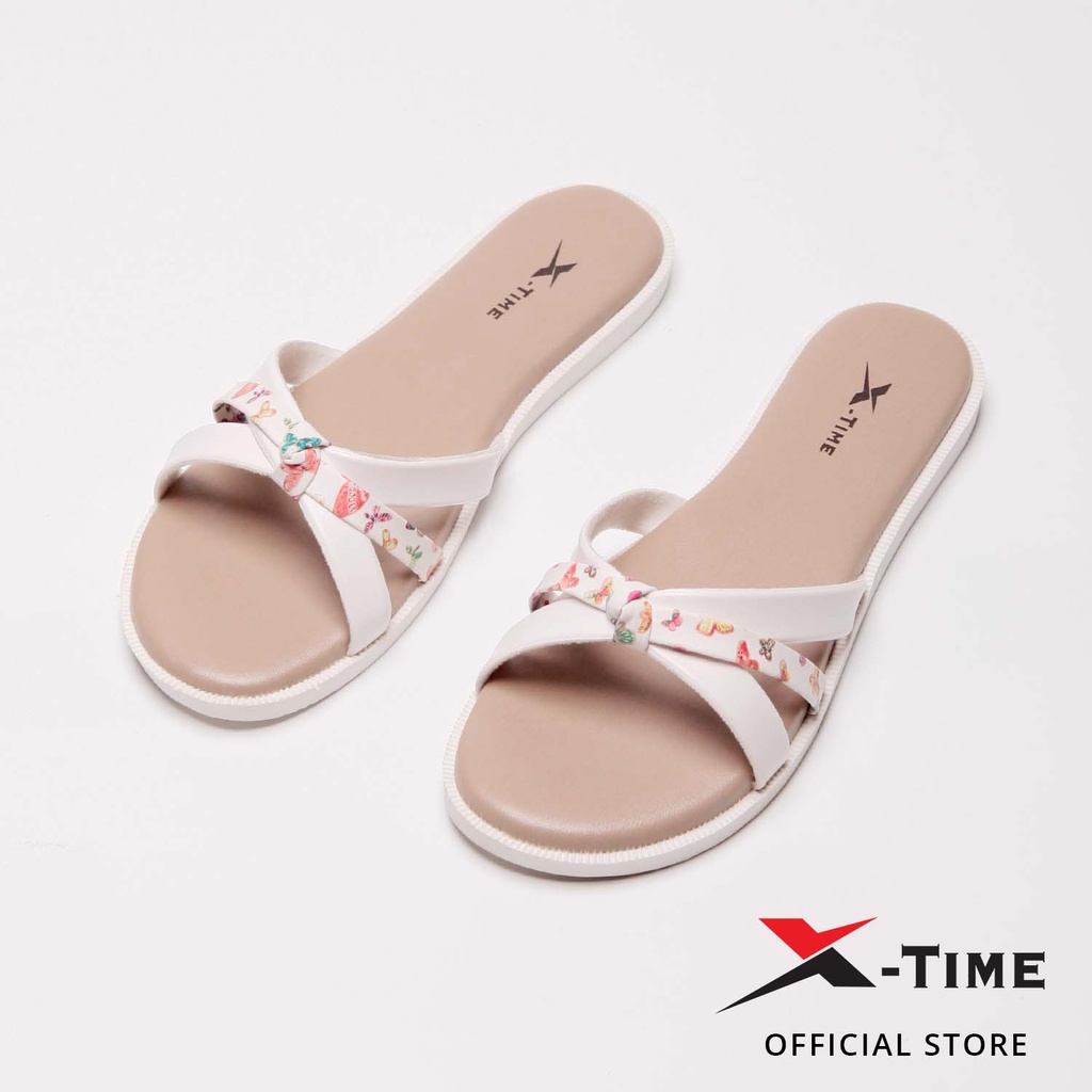 X-Time Sandal Wanita Slip Kulit Sakura Lady Slip-White