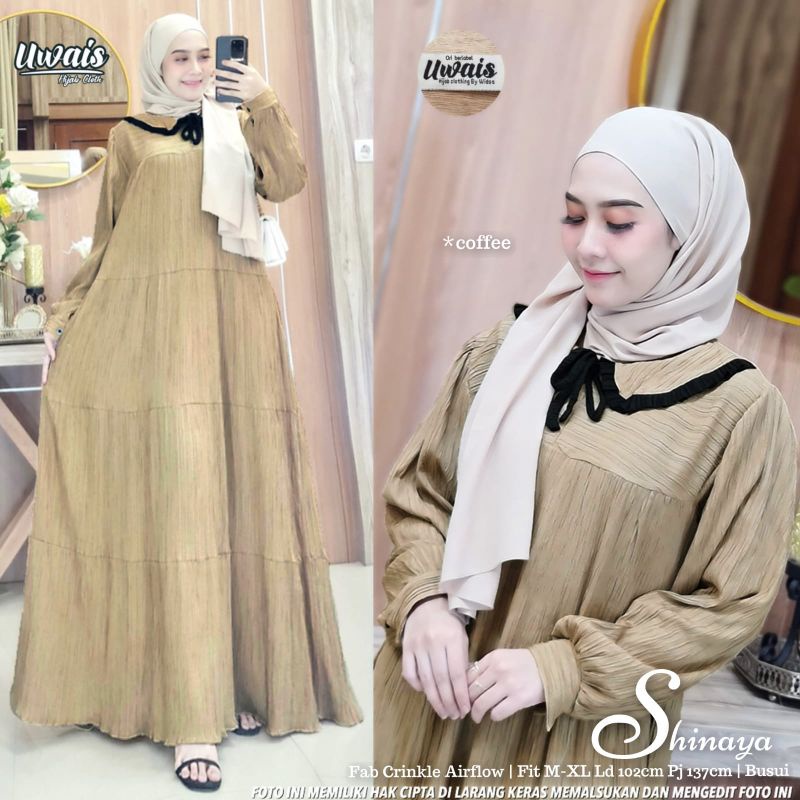 SHINAYA DRESS BO KAIN CRINKLE LD 110 CM PB 138 CM  DRESS TERBARU COCOK UNTUK KONDAGAN DAN ACARA LAIN NYA BAJU DRES KEKINIAN DAN SIMPLE NYAMAN DIPAKAI BAJU DRES 2022