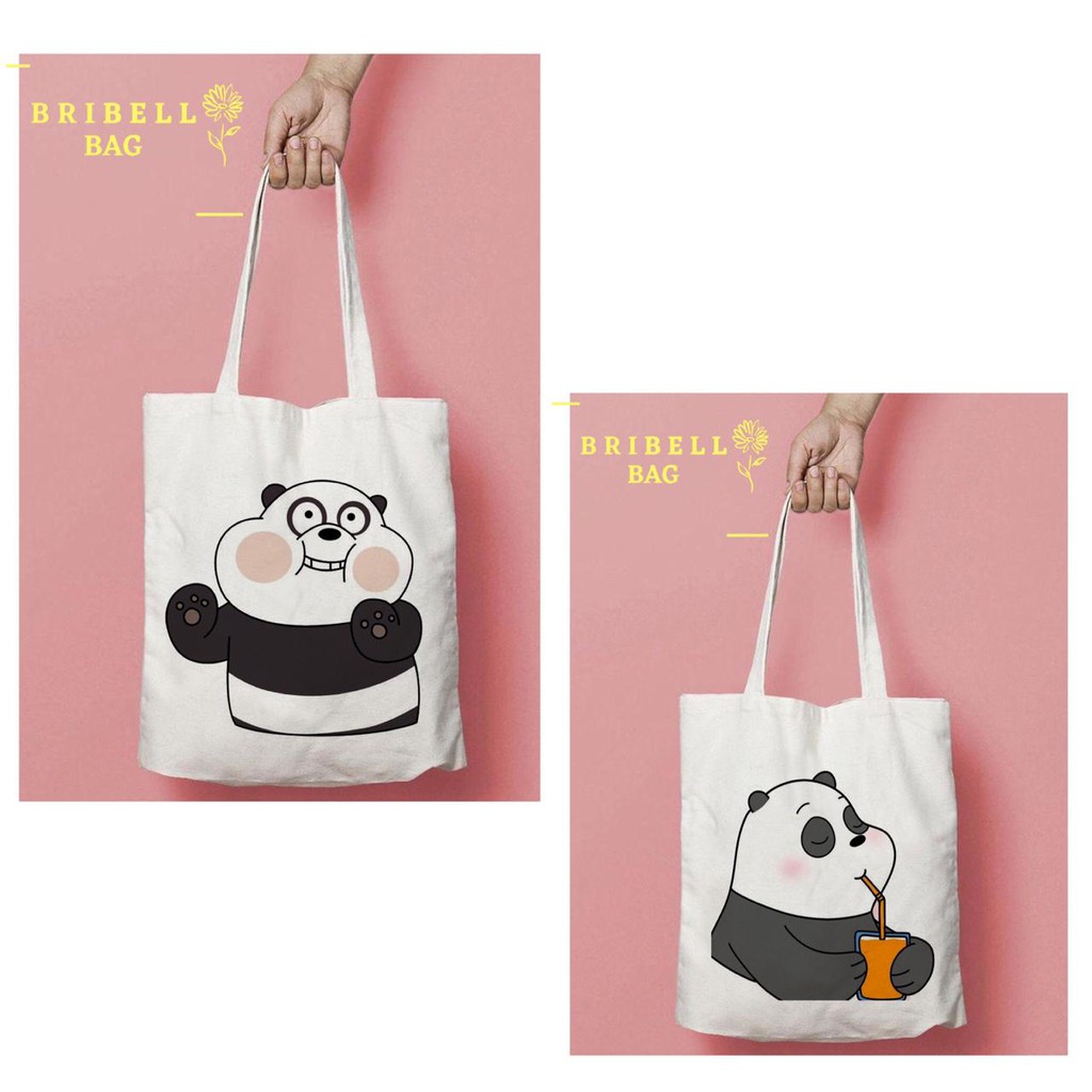 Tote Bag Kanvas Begambar - We Bare Bears Panda