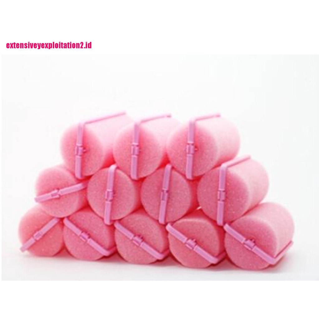 &lt; E2id &amp; &gt; 12Pcs / Kantong Rol Pengeriting Rambut Ajaib Bahan Spons