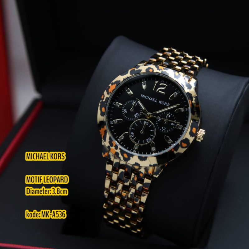 (JE)JAM TANGAN MICHAEL KORS MK LEOPARD TALI RANTAI FASHION PRIA/WANITA  FREE BOX(COD)