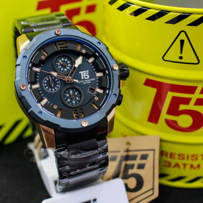 T5 H3589G cowok original chronograph bergaransi free tin box dan tas