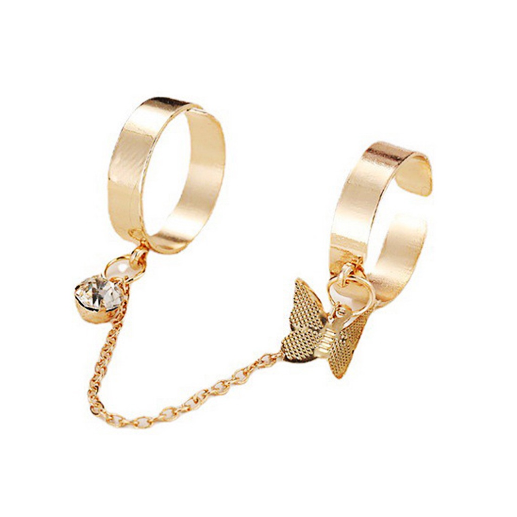 Hu Hu Hu Hu Hu Alat Bantu Pasang Kacamata♡ Set Cincin Knuckle Ring Adjustable Bahan Alloy Hias Berlian Imitasi Untuk Wanita