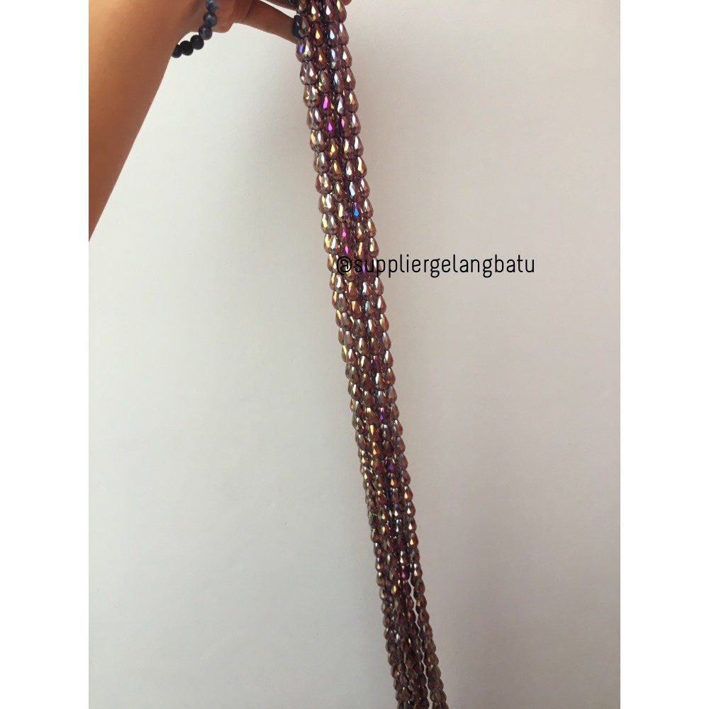 kristal Tetes ceko 15mm x 10mm METALLIC BROWN PURPLE cokelat PREMIUM bahan craft supplier aksesoris