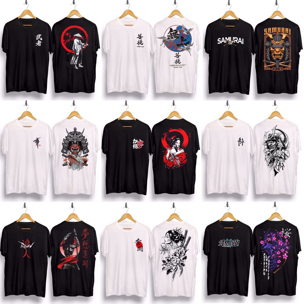 Kaos Distro Bermotif Jepang, Ronin, Samurai / Baju Distro Geisha / Kaos Oblong Unisex / Tshirt Samur