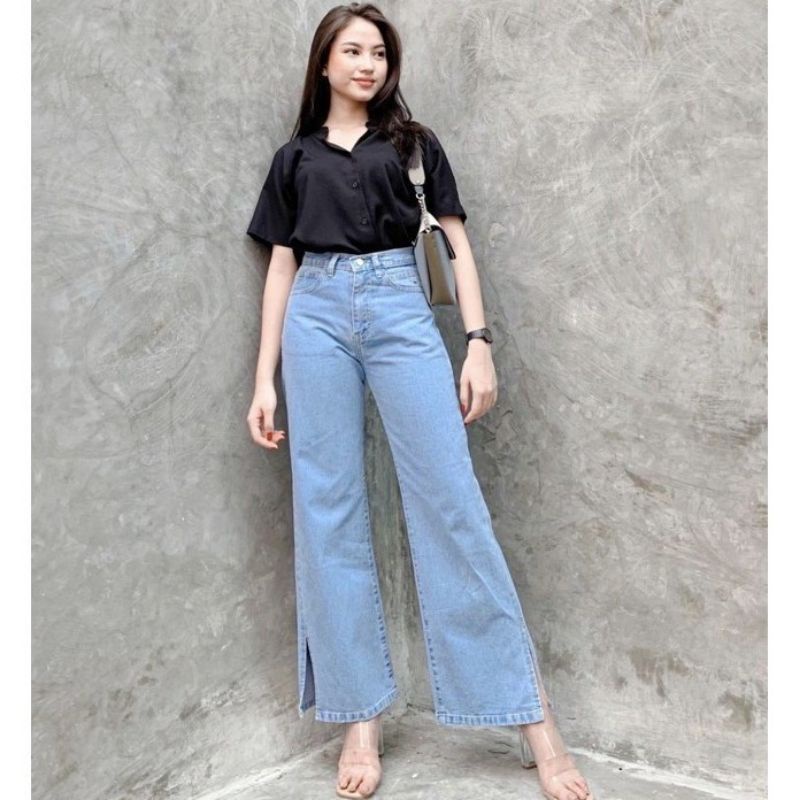 0EONNI KULOT JEANS BELAH PREMIUM // KULOT HIGHWAIST JEANS BELAH