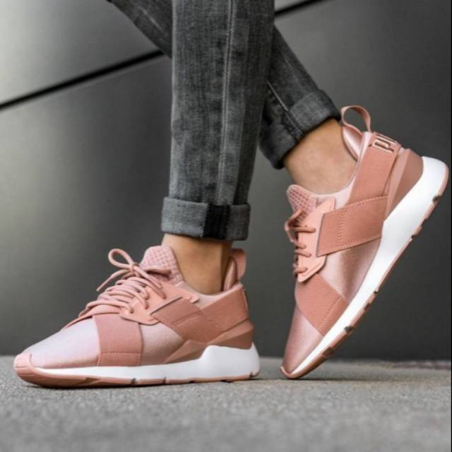 puma muse satin rose gold black