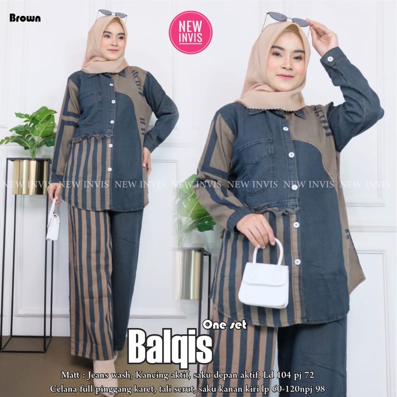 BALQIS ONE SET KULOT JEANS WASH GOOD QUALITY LD 104 PB 72CM LP 60-120CM PJ 98CM