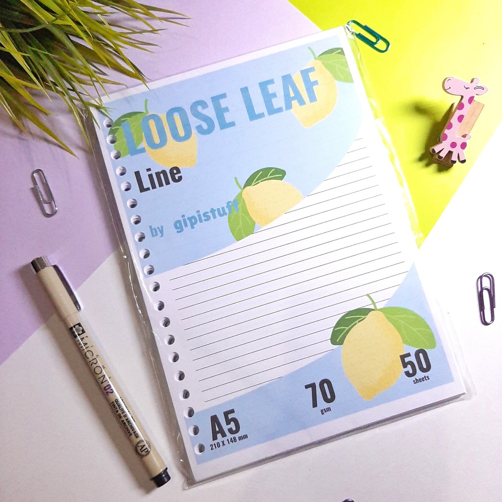 

GIPISTUFF Loose Leaf Kertas File Binder Refill 50 Sheets Ukuran A5 [Line, Dot, Grid]