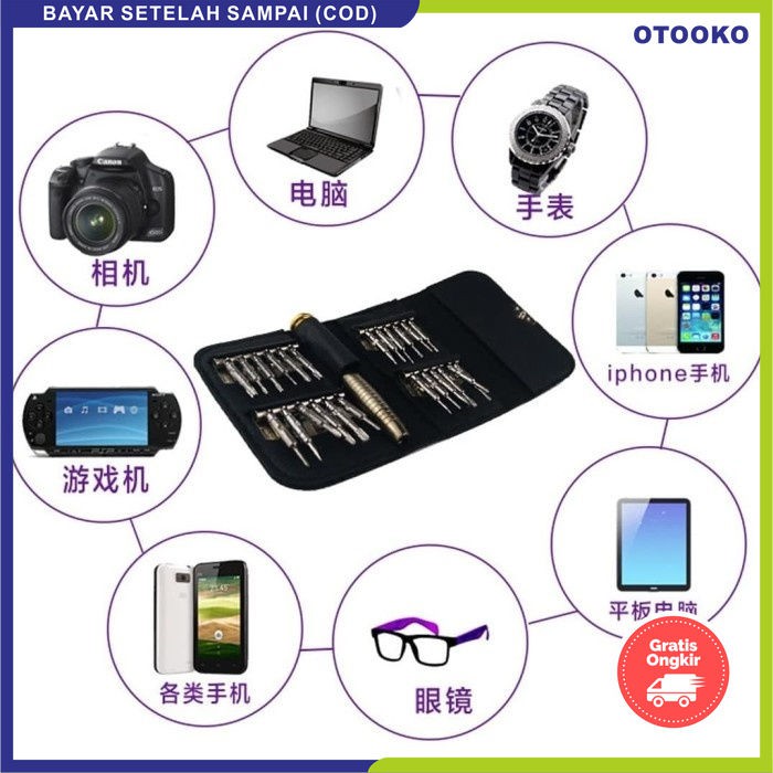 Obeng set hp reparasi handphone android laptop gadget Trox screw 25in1 segala jenih hp handphone