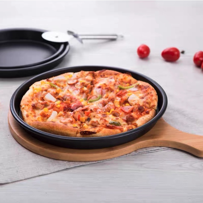 Premium Baking Tray Loyang Pizza Bulat Anti Lengket High Carbon Steel