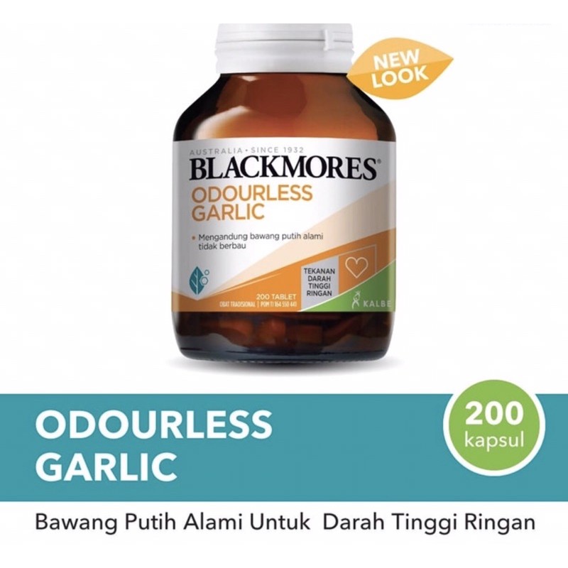 Blackmores odourless garlic isi 90 &amp; 200 tablet ( ekstrak bawang putih membantu menurunkan tensi )