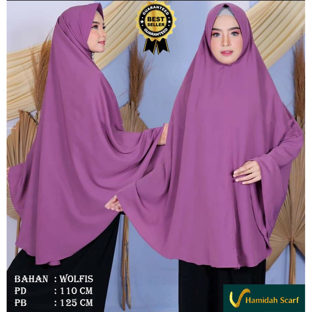 HIJAB/JILBAB SYAR''I INSTAN KERUDUNG MURAH KHIMAR  XXL WOLFIS PET HAMIDAH ORI JUMBO