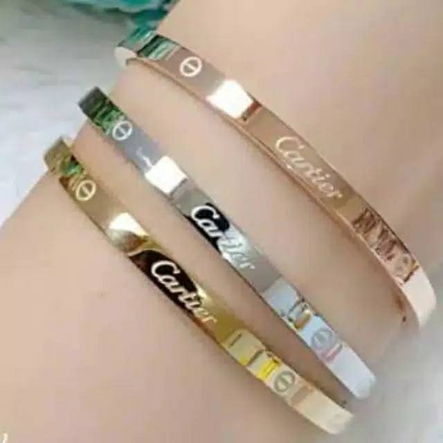 gelang titanium asli 100% anti karat set 3 pcs