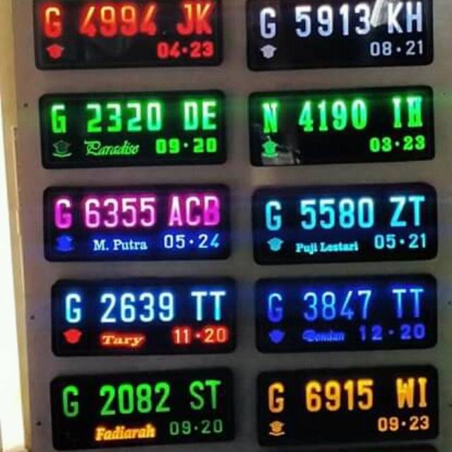 Plat Nomor motor akrilik lampu LED depan dan Belakang)