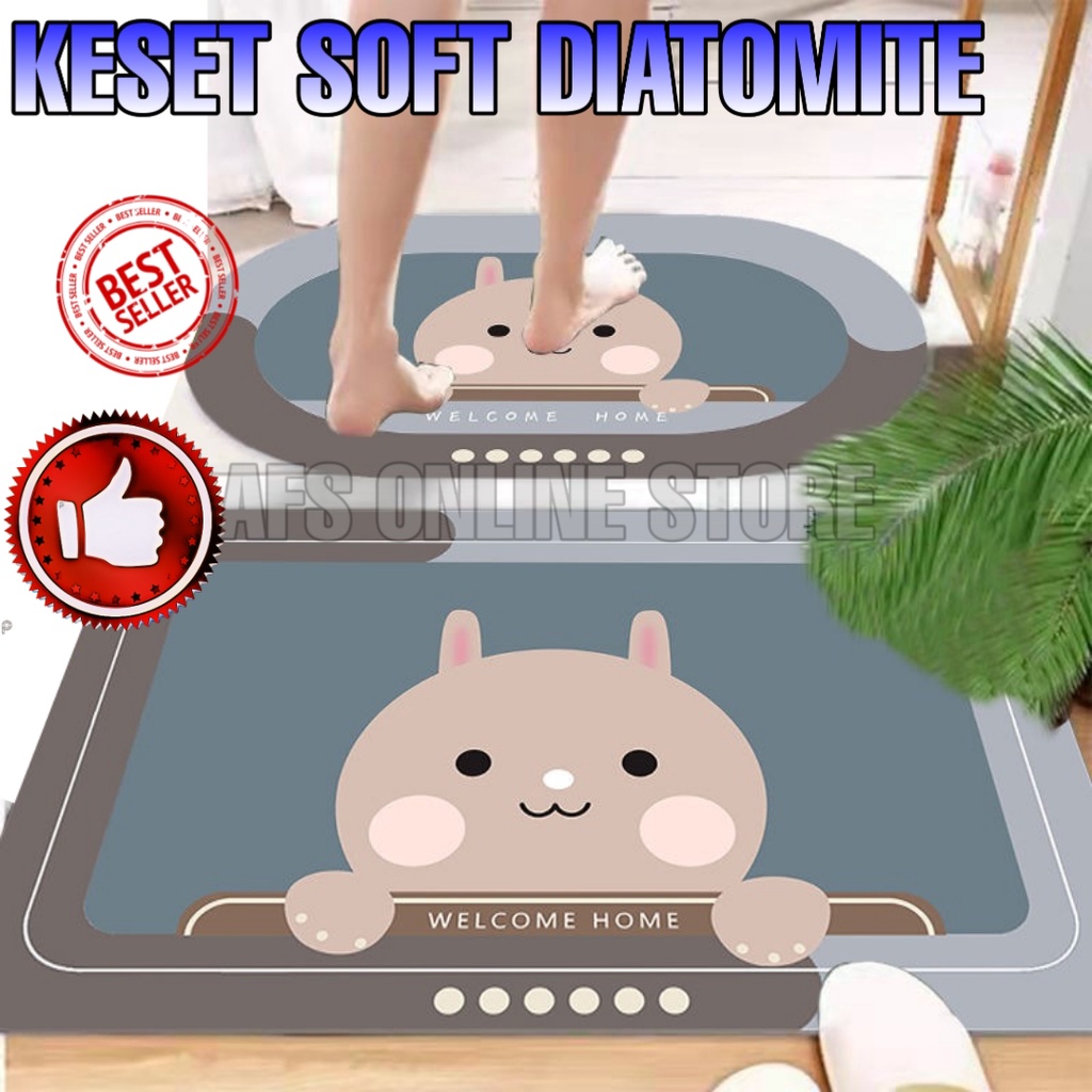 Keset Diatomite Ukuran 60cm x 40cm Keset Soft Gulung Diatomite Pintu Kamar Mandi Anti Slip Termurah