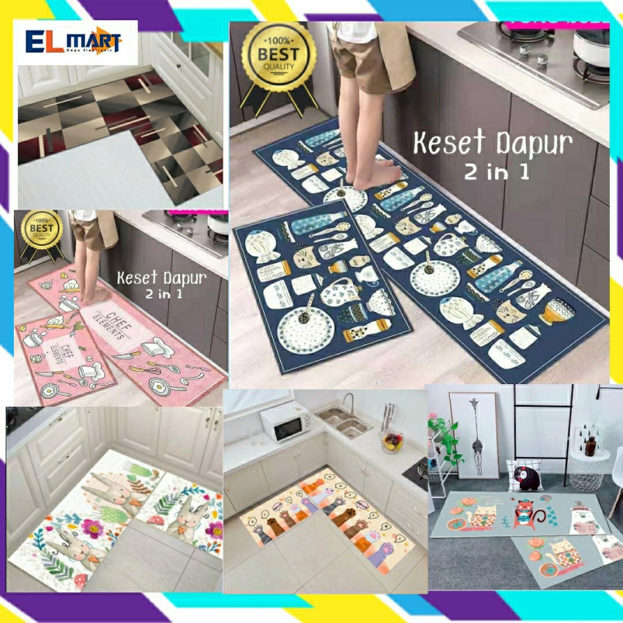 Keset Dapur 2in1 Panjang + Pendek Anti Slip Kitchen Floor Mat KT01