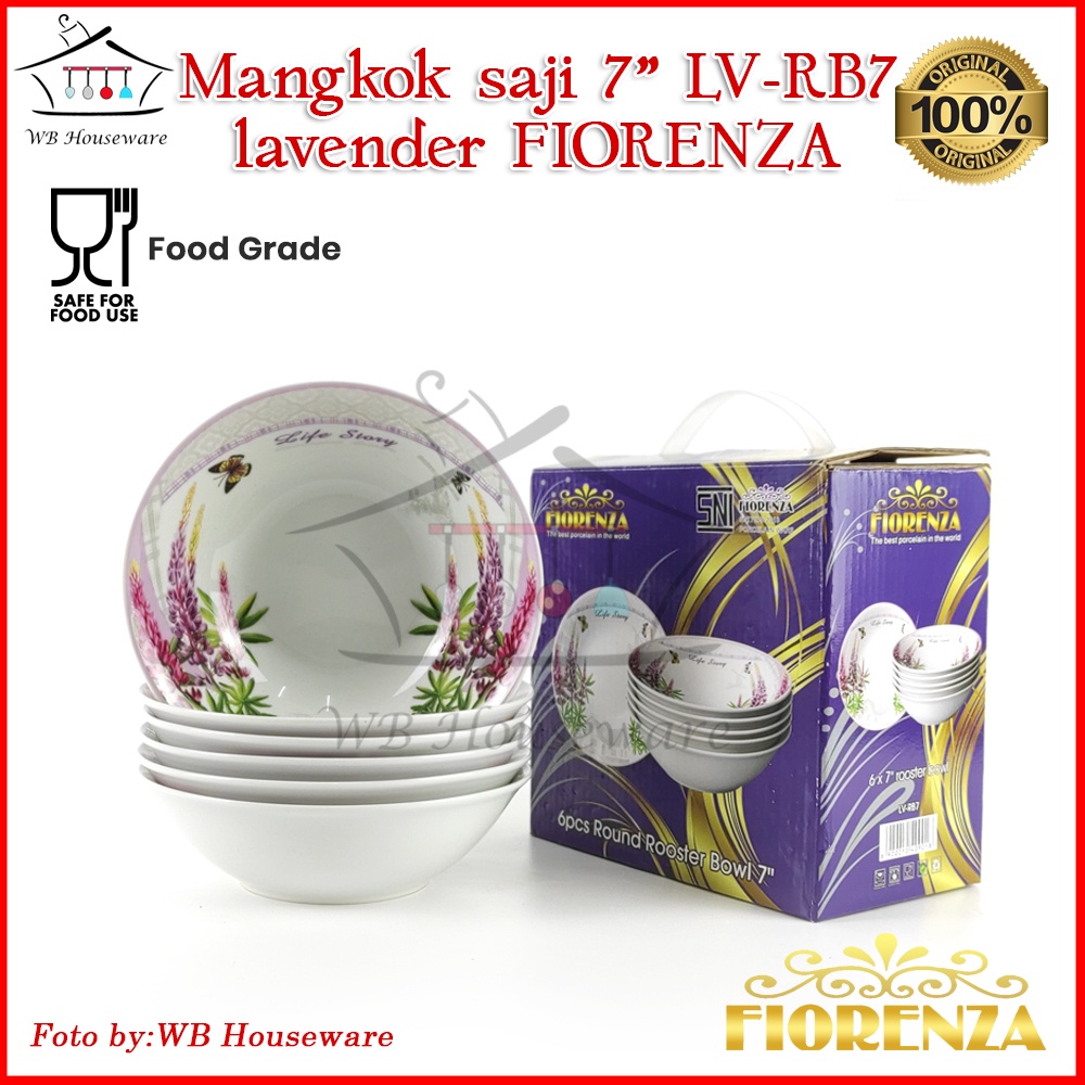mangkok saji makan 7" / mangkuk set motif lavender FIORENZA LV-RB7 edisi RAMADHAN