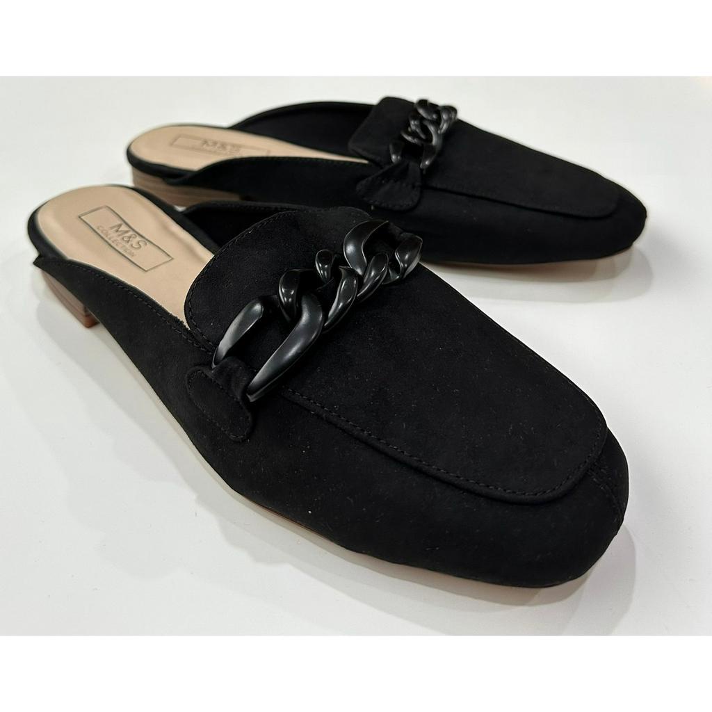 MS mules black chain shoes