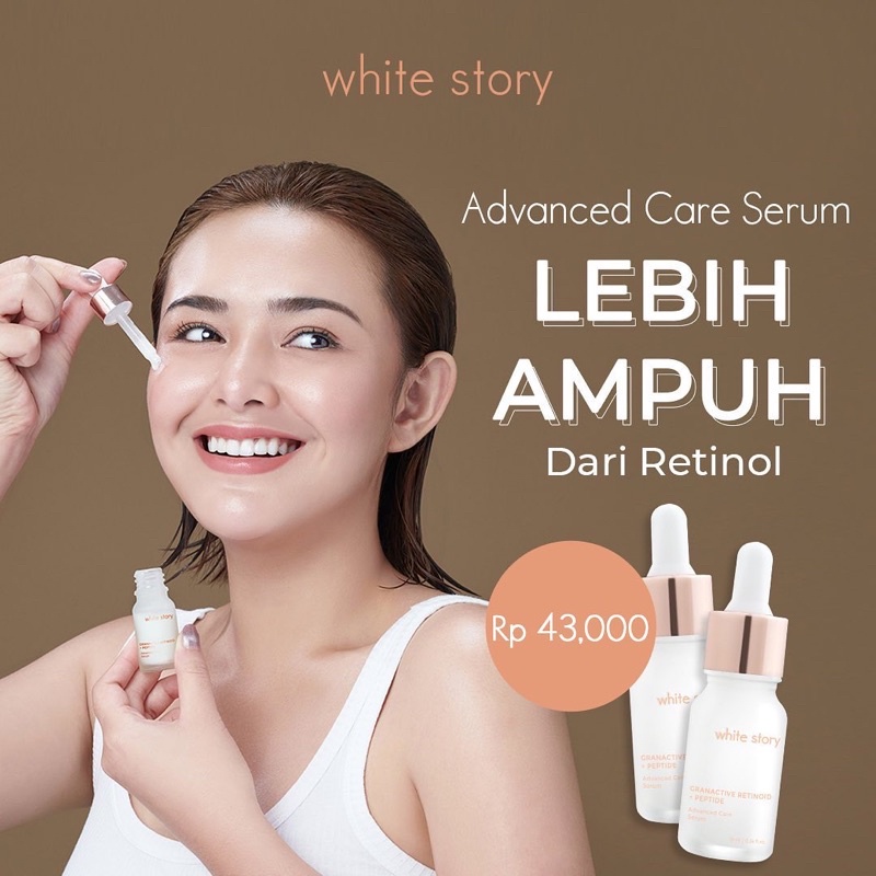 WHITE STORY Advanced Care Serum Indonesia / Brightening Acne Hydrating Soothing Exfoliating Peeling / Facial Wash Toner Essence Day Night Underarm Eye Cream Gel Clay Mask Masker Wajah Cleanser Cleansing Moisturizer Body Scrub Soap Face Oil / Paket Lengkap