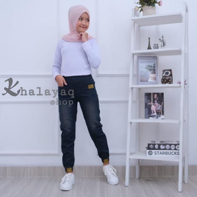 Celana Joger Jeans Anak Perempuan usia 7 - 15 tahun