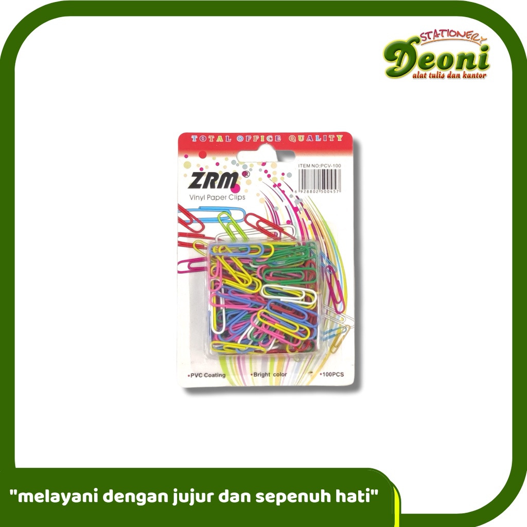 

ZRM PCV-100 Vinyl Paper Clips / Klip Kertas isi 100 Pcs