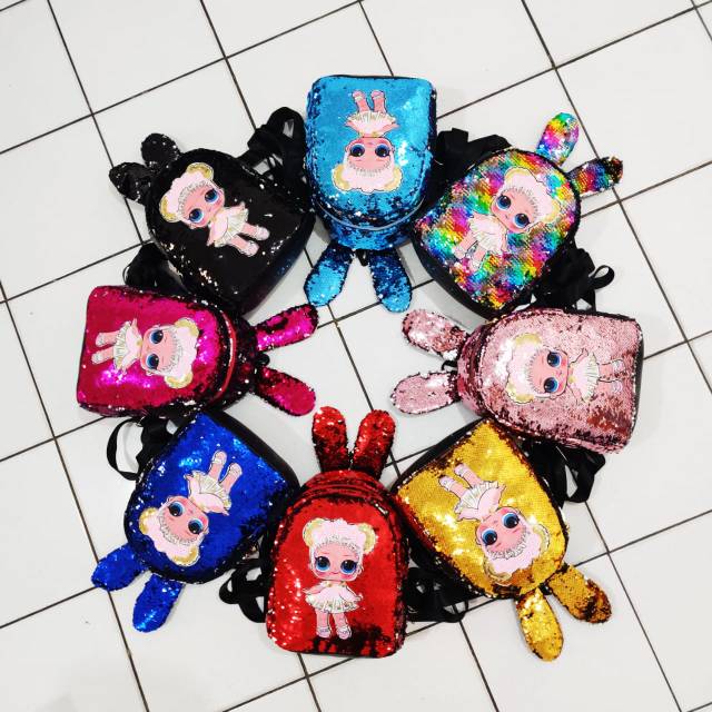 RANSEL SEQUIN TAS LOL USAP GLITTER TELINGA KELINCI LED RANSEL SEQUIN TAS LOL USAP GLITTER TELINGA KELINCI LED