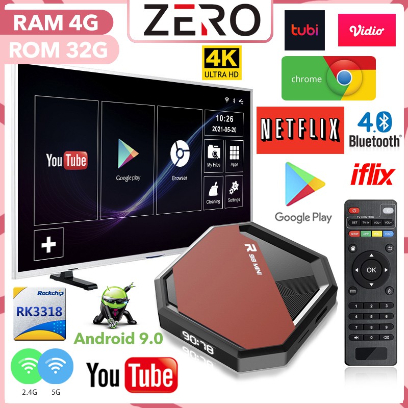 Tv Smart Tv Box Android 9 0 R98mini Kotak Tv Bluetooth 5g Wifi Android Tv Box 4gram 32g Rom Shopee Indonesia