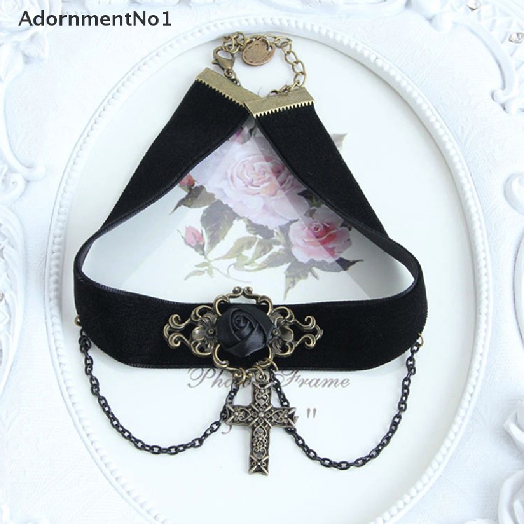 (AdornmentNo1) 1pc Kalung Choker Rantai Pendan Salib Yesus Gaya Vintage Untuk Wanita